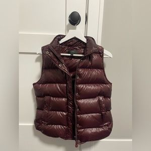 Maroon JCrew Down-Filled Puffer Vest